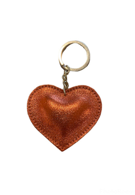 Leren metallic sleutelhanger ‘heart’