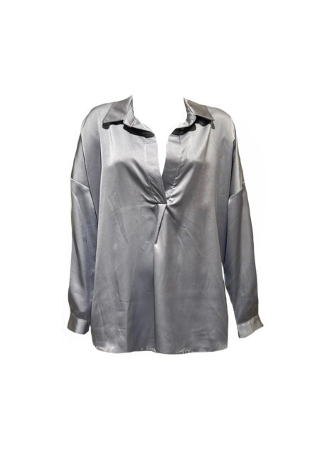 Zilverkleurige satijnen blouse