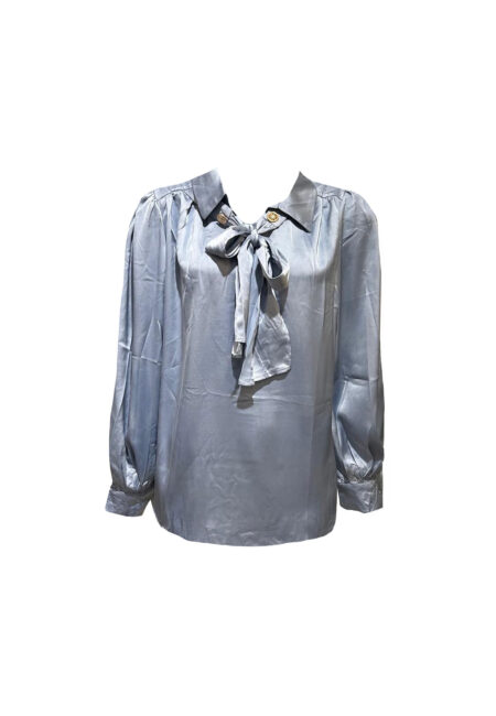 Lichtblauwe/grijze satijnen blouse