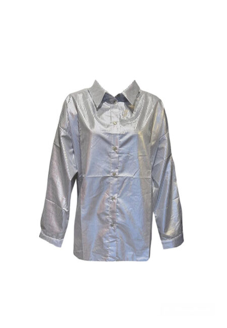 Zilver/wit gestreepte blouse