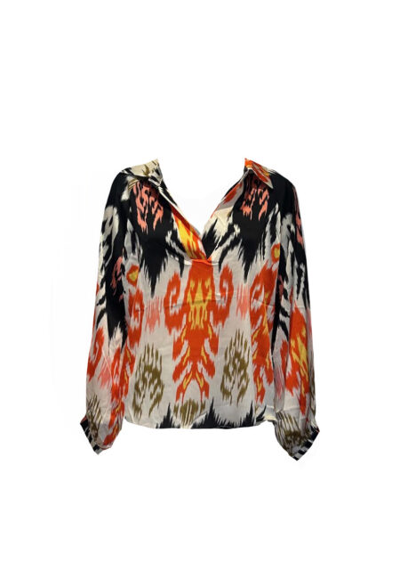Voile blouse met kleurige aztec print