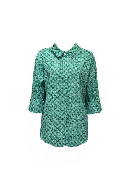 Oversized blouse groen/wit