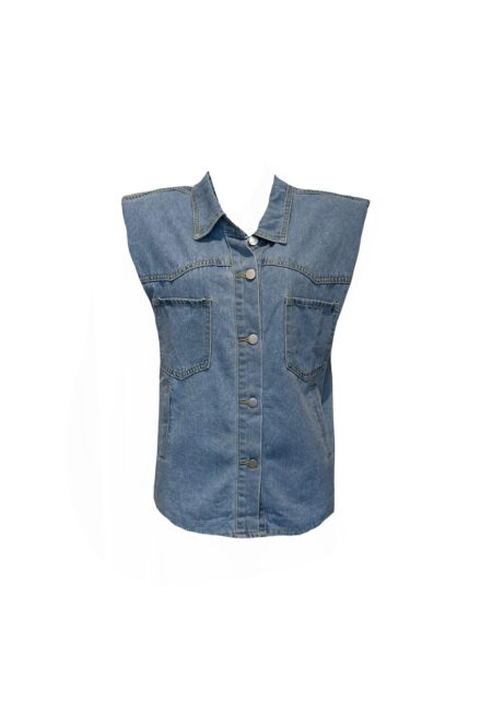 Mouwloos jeans blouse/gilet