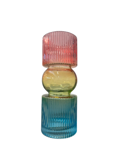 Glazen vaas, kandelaar in 3 kleuren