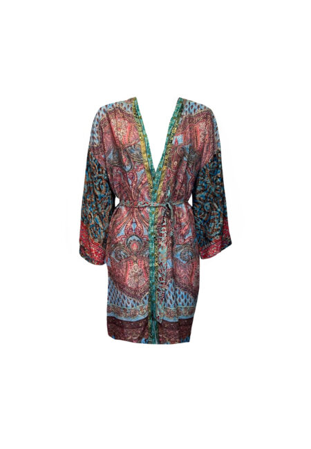 Gekleurde zijde kimono