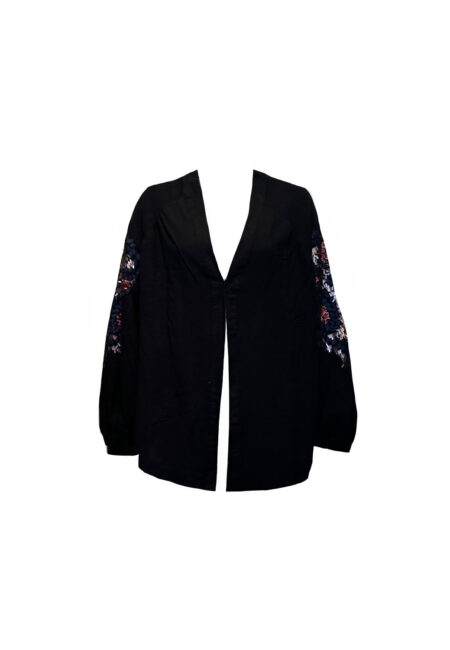 Zwarte kimono met borduursels
