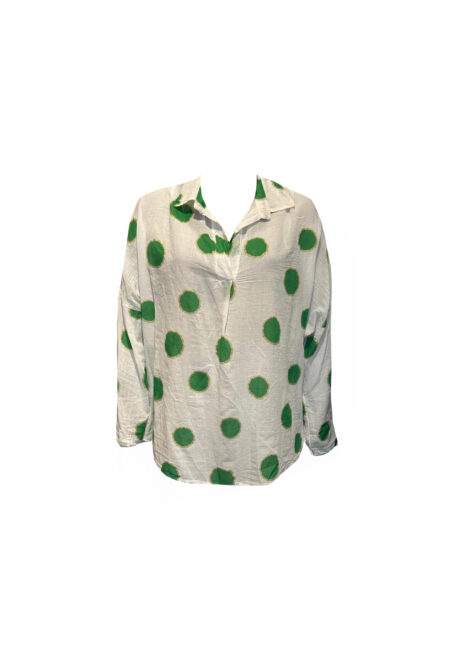 Witte blouse met groene stippen