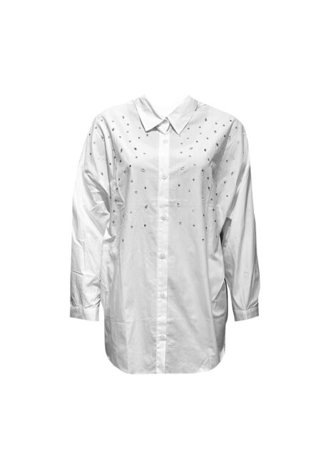 Witte oversized blouse met strass steentjes