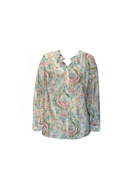 Ecru blouse met kleurige paisley print