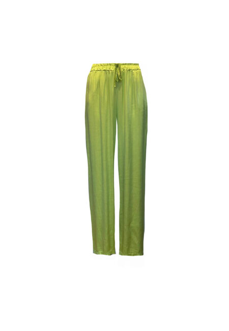 Satijnen broek limoen groen met rechte pijp