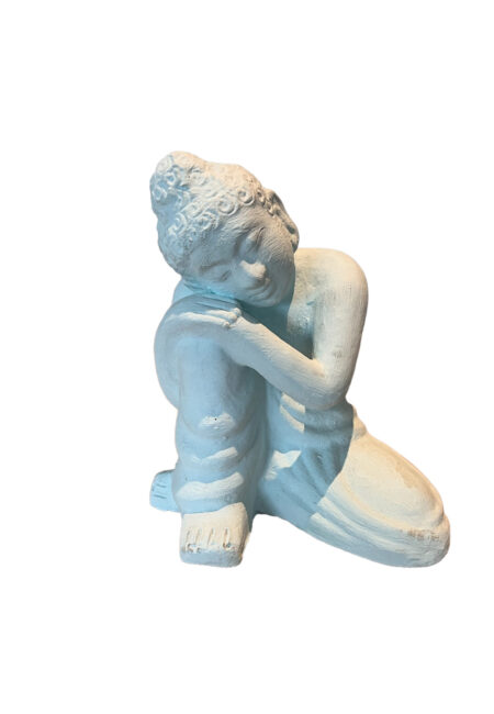 Lichtblauw aardewerk zittend boeddha beeld