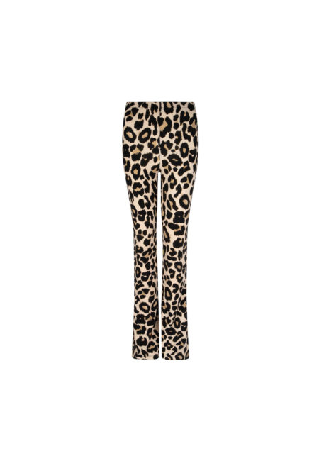Zwart/beige leopard flared pants
