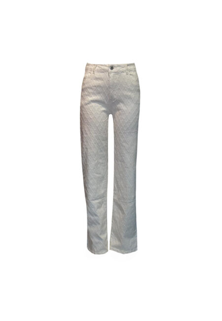 Off white mid rise full stretch straight leg jeans