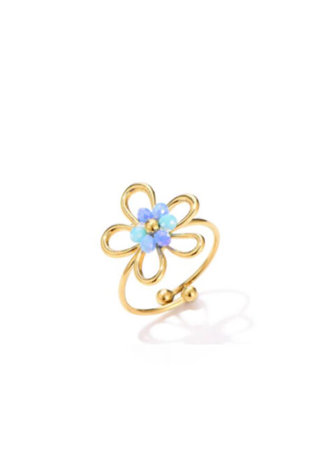 Goudkleurige ring met bloem