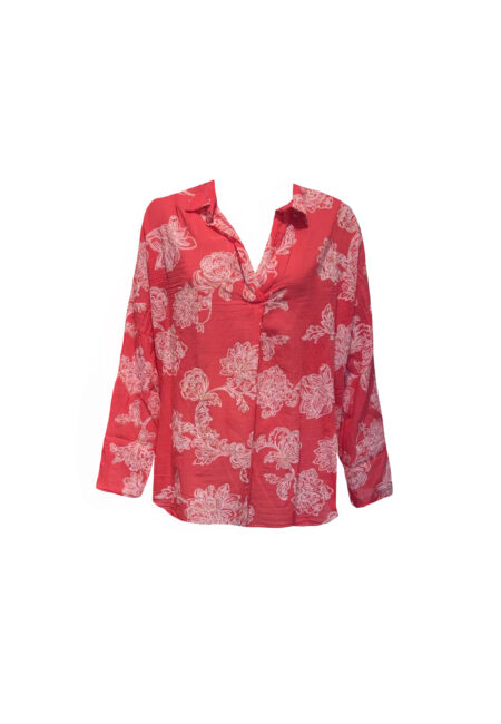 Fuchsia voile blouse met print