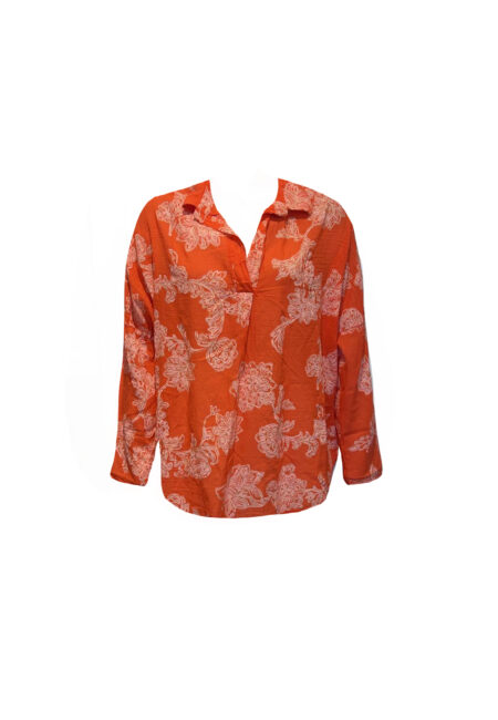 Oranje voile blouse met print