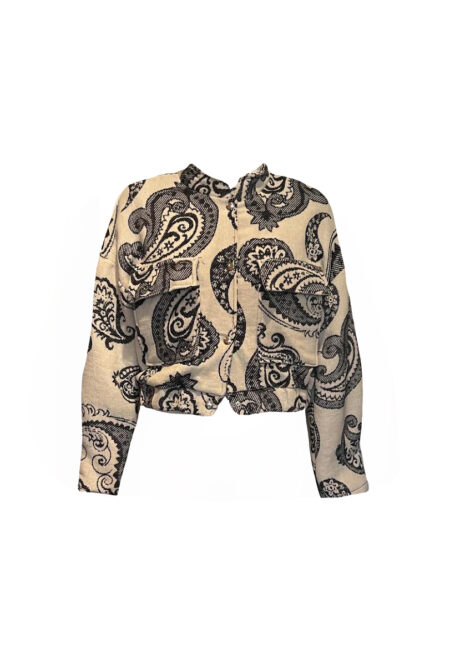 Bomberjasje beige met zwart paisley motief