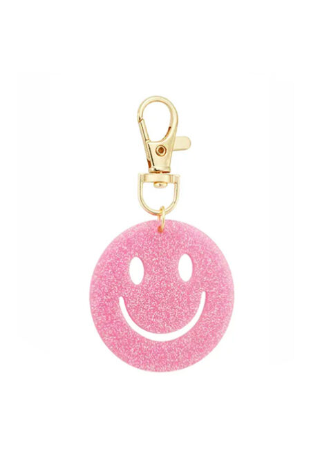 Sleutelhanger met glitter smiley