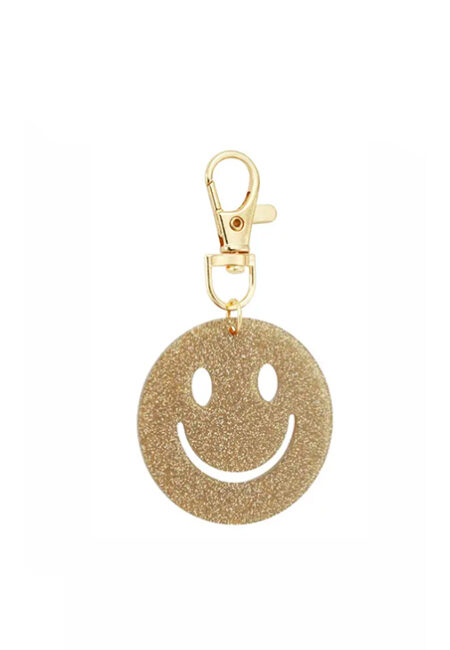 Sleutelhanger met glitter smiley