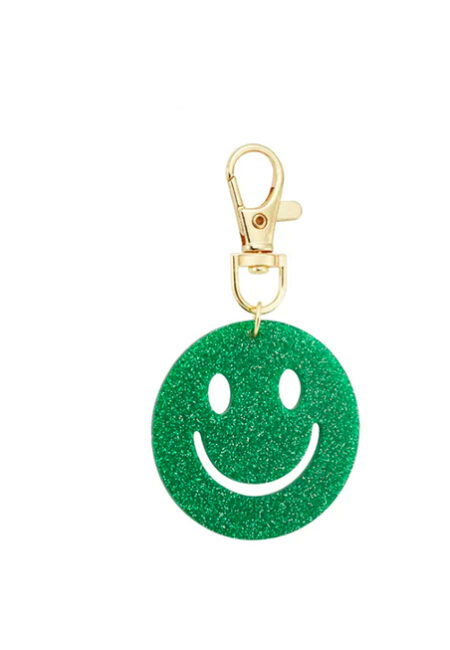 Sleutelhanger met glitter smiley