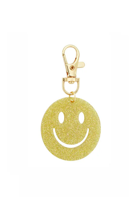 Sleutelhanger met glitter smiley