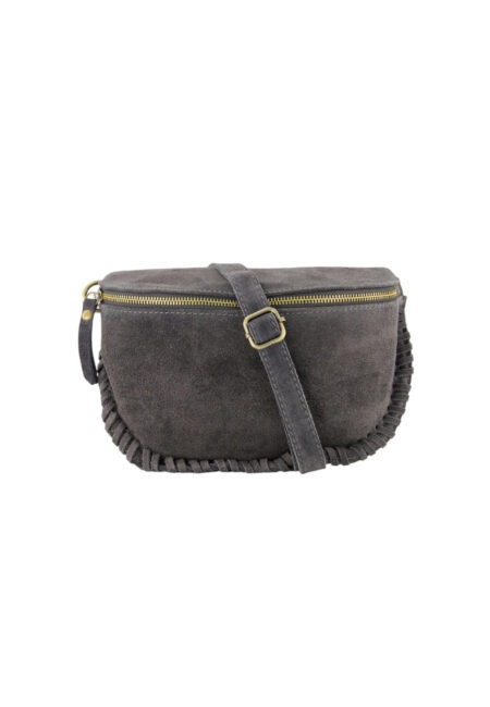 Taupe suède crossbody tas