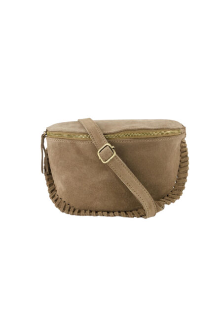 Zand suède crossbody tas