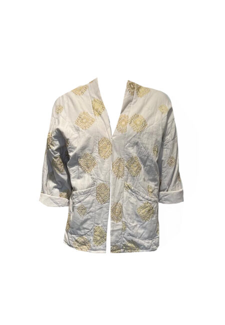 Beige kimono jasje met gouden borduursels