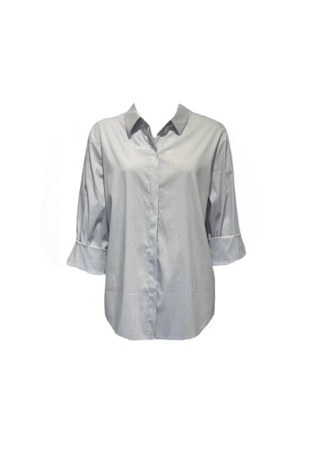 Lichtgrijze poplin basic blouse