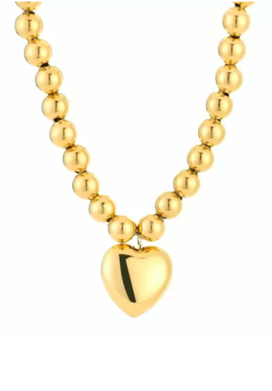 Goudkleurige statement ketting met hart