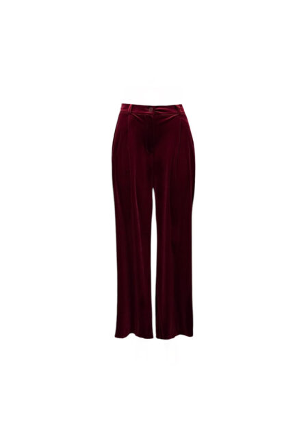 Bordeaux velvet pantalon met rechte pijp