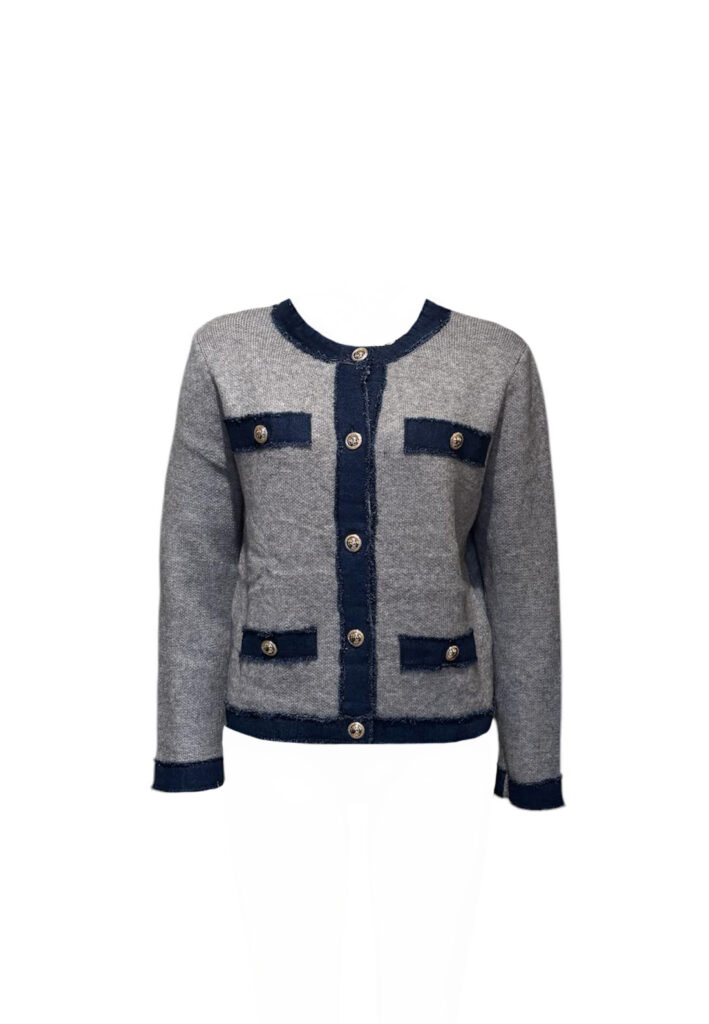 Grijs vest/jasje met jeans accent