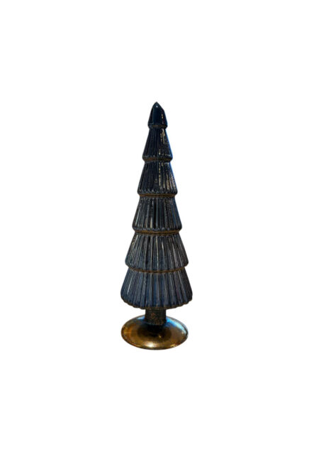 Blauw/zilver glazen sier kerstboom