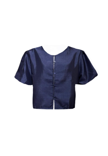 Blauw zijde look blouse