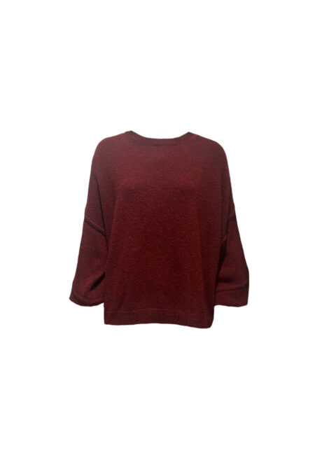 Bordeaux gemêleerde oversized trui