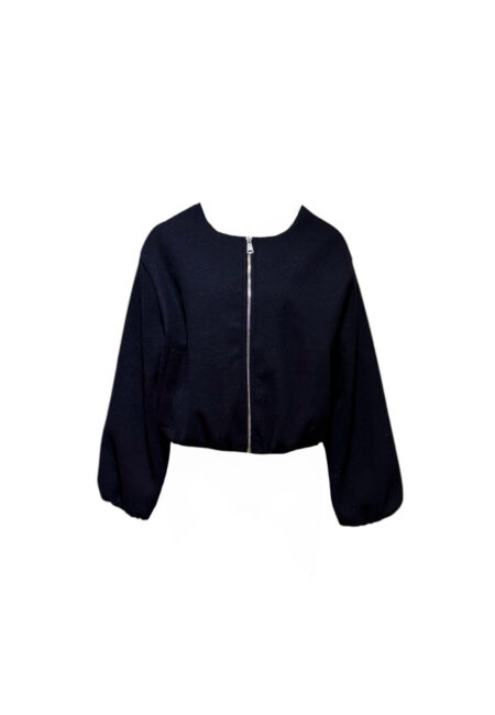 Donkerblauw wollig bomber jack