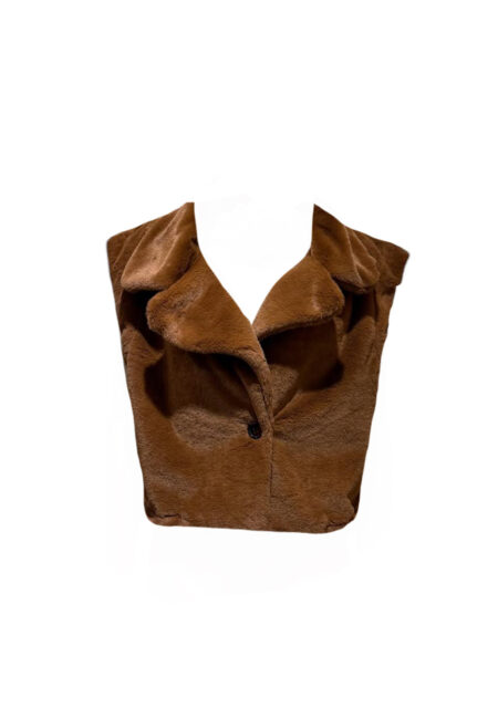 Cognac fake fur gilet