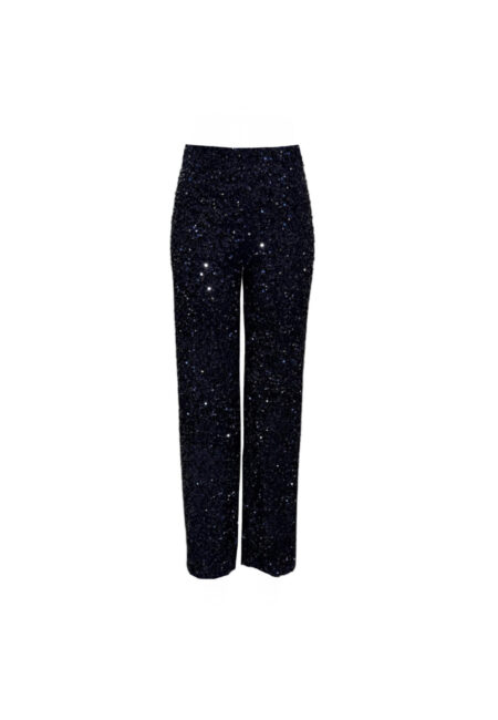 Blauwe pailletten broek