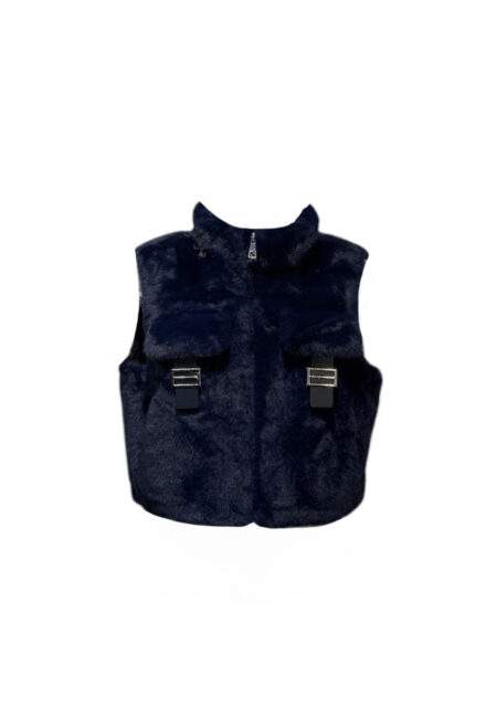 Donkerblauw fake fur gilet