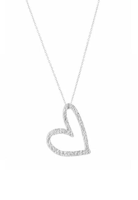 Zilverkleurige korte ketting met hart