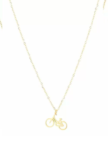 Goudkleurige korte ketting met fiets