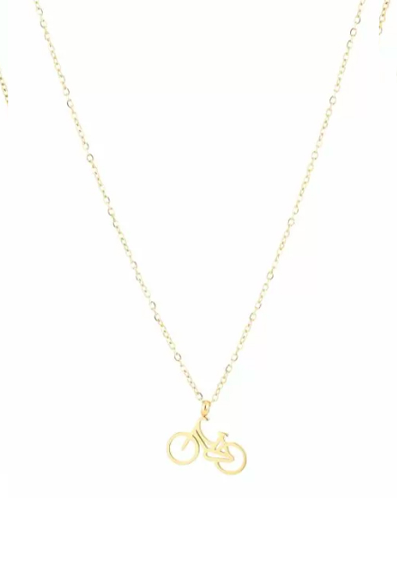 Goudkleurige korte ketting met fiets