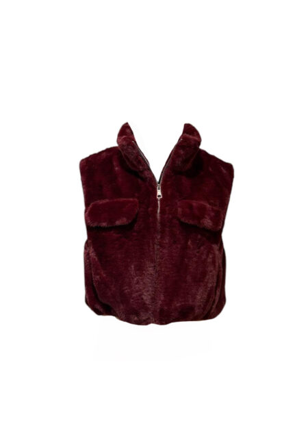 Bordeaux fake fur gilet