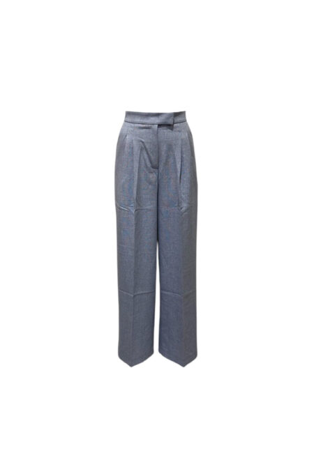 Blauw mêlee pantalon met rechte pijp