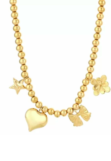Goudkleurigere ketting met bedels