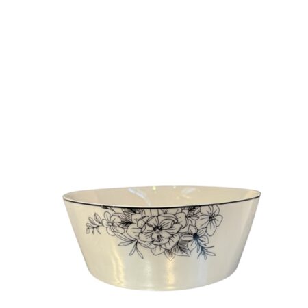 Aardewerk schaaltje wit zwart groot