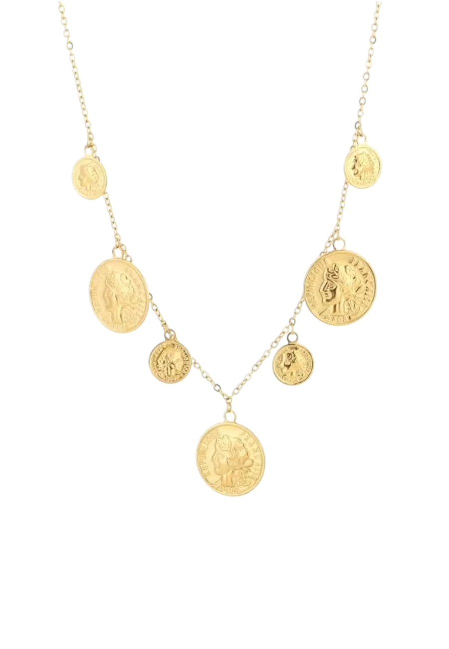 Goudkleurige ketting met bedeltjes