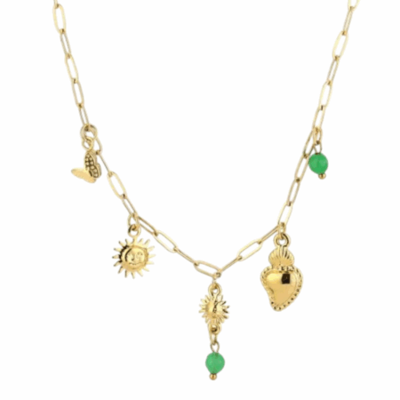 Goudkleurige ketting met bedeltjes