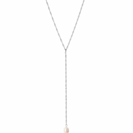 Zilverkleurige ketting met pareltje