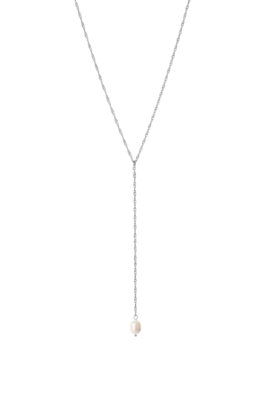 Zilverkleurige ketting met pareltje